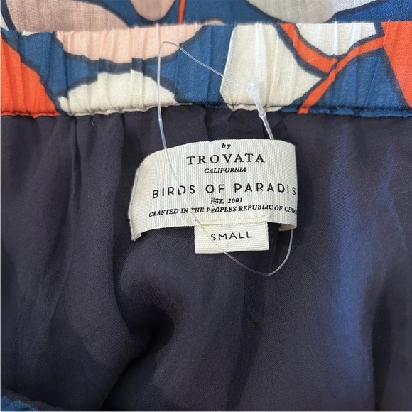 Trovata Birds of Paradise Women's Maxi Skirt Size Small Pull On Orange Blue - Picture 3 of 4